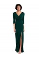 Floor Length 3/4 Sleeves V-Back Draped Wrap Formal Maxi Spandex Bridesmaid Dress / Prom Dress Geelong