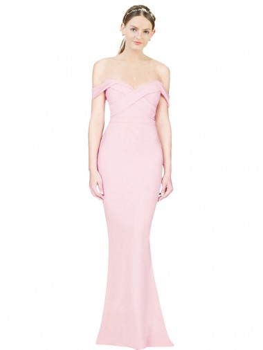 Shop Full Length Off the Shoulder Bridesmaid Dress / Prom Dress with Twist Front Geelong