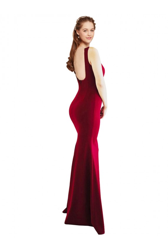 Shop Square Neckline and Backline Fitted Formal Crepe Bridesmaid Dress / Prom Dress Geelong