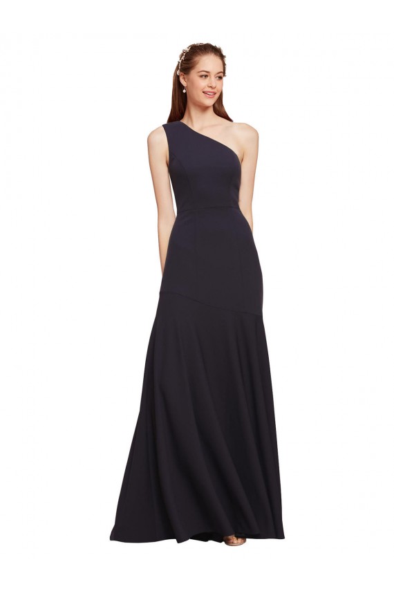 Fit and Flare Formal Crepe Bridesmaid Dress / Prom Dress with One Shoulder Geelong
