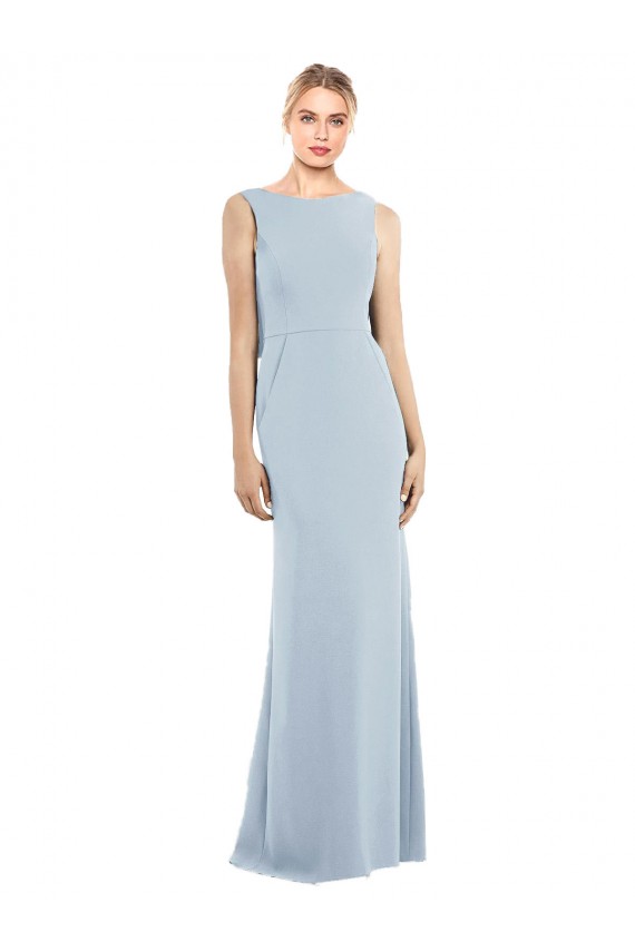 Draped Backless Crepe Bridesmaid Dress / Prom Dress with Pockets Geelong