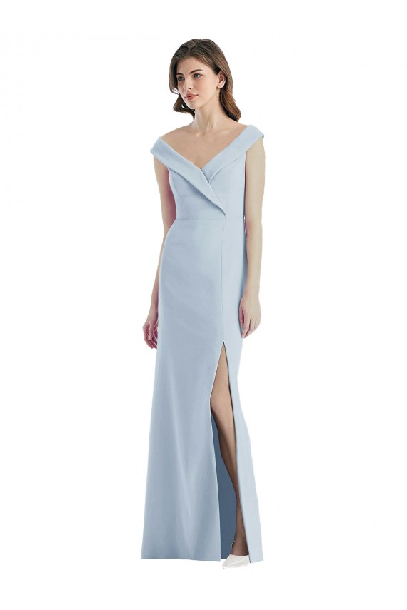Shop Romantic Off the Shoulder Long Maxi Bridesmaid Dress with Side Slit Geelong