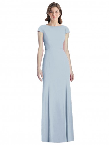 Bateau Neck Cap Sleeves Open Back Trumpet Bridesmaid Dress / Prom Dress Geelong