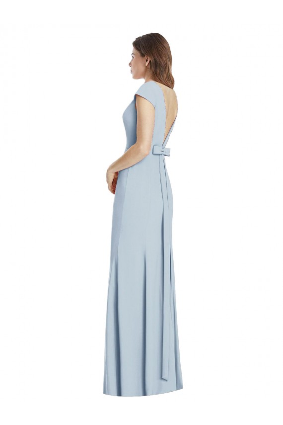 Shop Bateau Neck Cap Sleeves Open Back Trumpet Bridesmaid Dress / Prom Dress Geelong