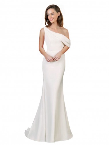 Shop One Shoulder Formal Crepe Bridesmaid Dress / Prom Dress with Draped Off the Shoulder Strap Geelong