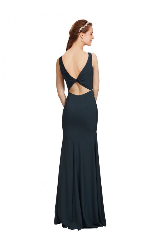 Shop Sleeveless Bateau Neckline Crepe Bridesmaid Dress / Prom Dress with Twist Back Geelong