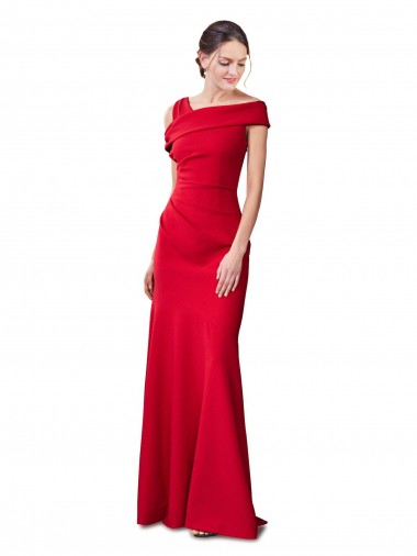 Shop Sleeveless Ruched Formal Crepe Mermaid Bridesmaid Dress / Prom Dress with Off The Shoulder Detail Geelong