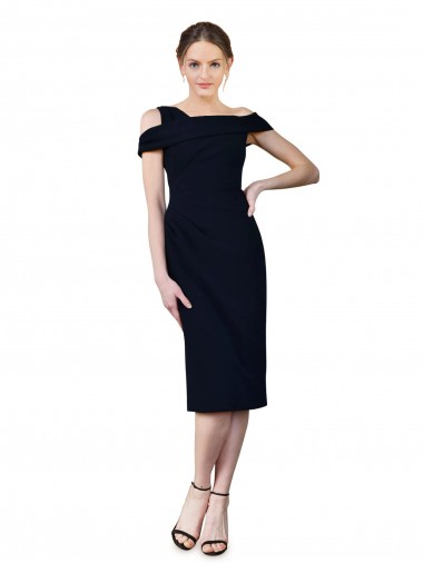 Shop Draped Cross Shoulder Stretch Formal Crepe Cocktail Dress / Homecoming Dress Geelong