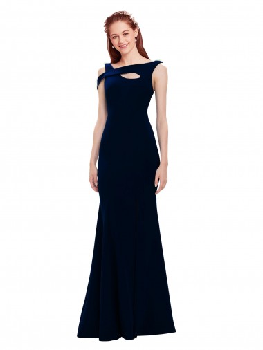 Shop Sleeveless Formal Crepe Mermaid Bridesmaid Dress / Prom Dress with Side Slit Geelong