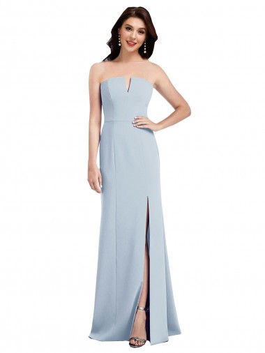 Shop Strapless Notch Crepe Bridesmaid Dress / Prom Dress with Front Slit Geelong