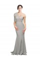 Shop Long Sweep Train Sweetheart Formal Crepe Bridesmaid Dress / Prom Dress with Tulle One Shoulder Geelong