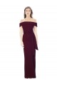 Shop Off the Shoulder Long Formal Crepe Bridesmaid Dress / Prom Dress with Waist Tie Geelong