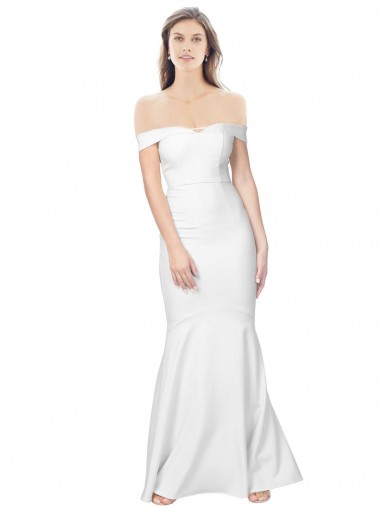Shop Mermaid Off the Shoulder Long Formal Crepe Bridesmaid Dress / Prom Dress with Low Back Geelong