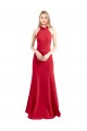 Shop Sleek Fit and Flare High Neck Halter Stretch Formal Crepe Bridesmaid Dress / Prom Dress with Open Back Geelong