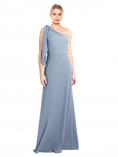 Shop Draped Flutter Sleeves One Shoulder Stretch Formal Crepe Bridesmaid Dress / Prom Dress Geelong