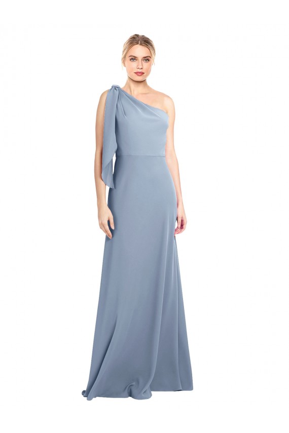 Draped Flutter Sleeves One Shoulder Stretch Formal Crepe Bridesmaid Dress / Prom Dress Geelong
