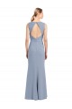 Shop Boat Neckline and Sleek Fit and Flare Crepe Bridesmaid Dress with Keyhole Back Geelong