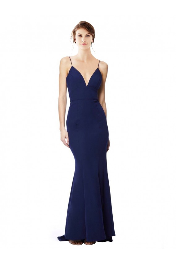 Shop Deep V-Neck Spaghetti Straps Mermaid Formal Crepe Bridesmaid Dress / Prom Dress Geelong