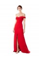 Off the Shoulder Chapel Train Formal Crepe Bridesmaid Dress / Prom Dress with Thigh-High slit Geelong