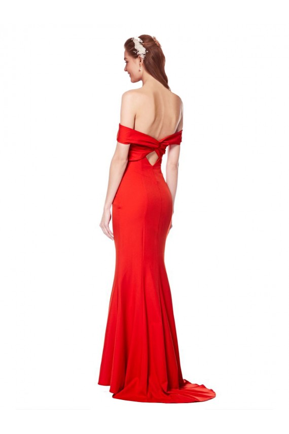 Shop Cross Front and Back Bardot Sleeveless Formal Crepe Maxi Bridesmaid Dress / Prom Dress Geelong