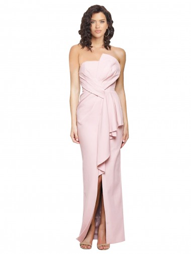 Shop Strapless Long Full Length Ruffles Low Back Formal Crepe Bridesmaid Dress / Prom Dress Geelong