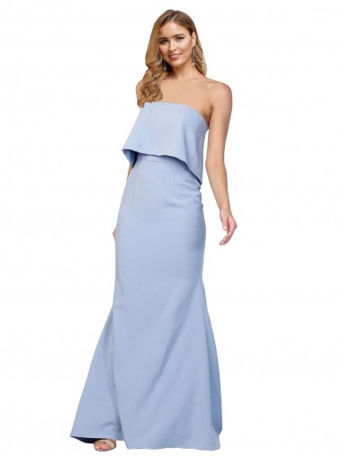 Shop Strapless Full Length Formal Crepe Bridesmaid Dress / Prom Dress with Bodice Overlay Geelong