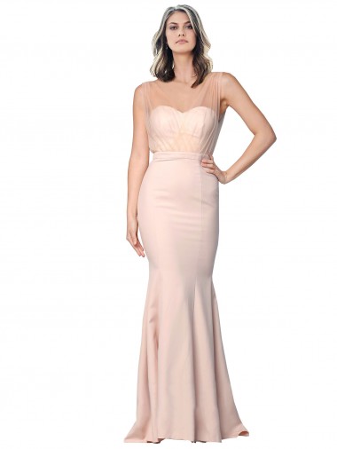 Shop Full Length Sweetheart Formal Crepe Bridesmaid Dress / Prom Dress with Tulle Overlay Geelong