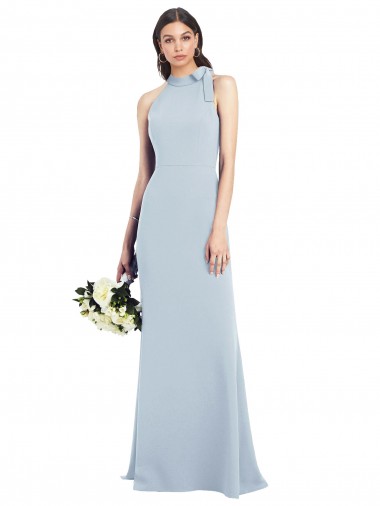Shop Halter Bow Neck Open Back Soft Full Length Trumpet Bridesmaid Dress / Prom Dress Geelong