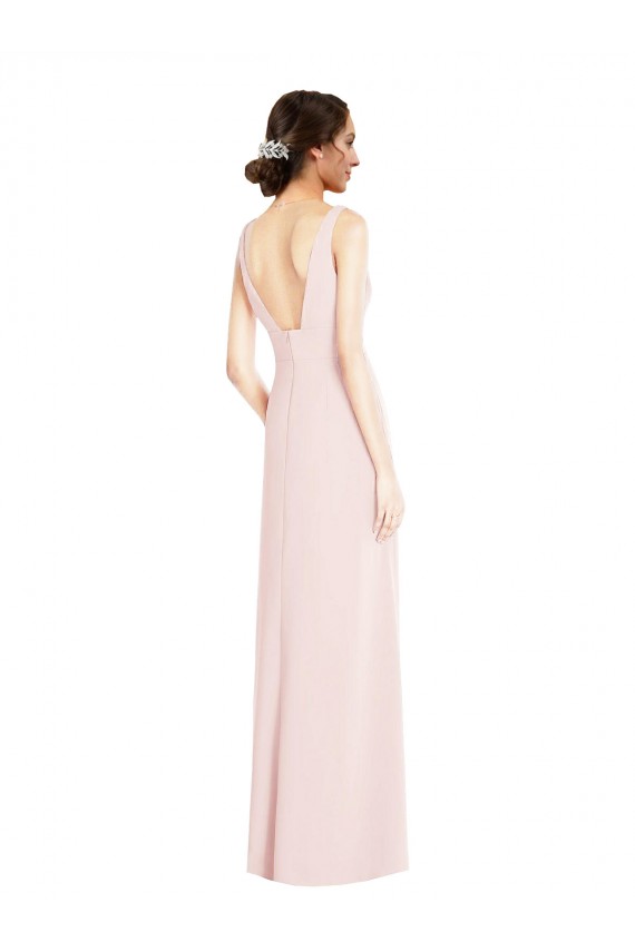 Square Neck Low Back A-Line Bridesmaid Dress / Prom Dress with Front Slit and Pockets Geelong