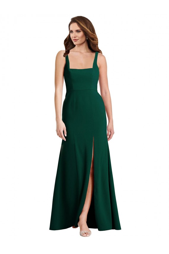 Square Neck Trumpet Maxi Bridesmaid Dress / Prom Dress with Front Slit Geelong