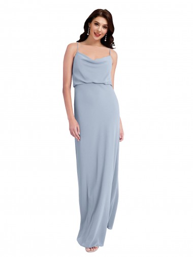 Shop Draped Cowl Neck Long Formal Crepe Bridesmaid Dress / Prom Dress with Spaghetti Straps Geelong