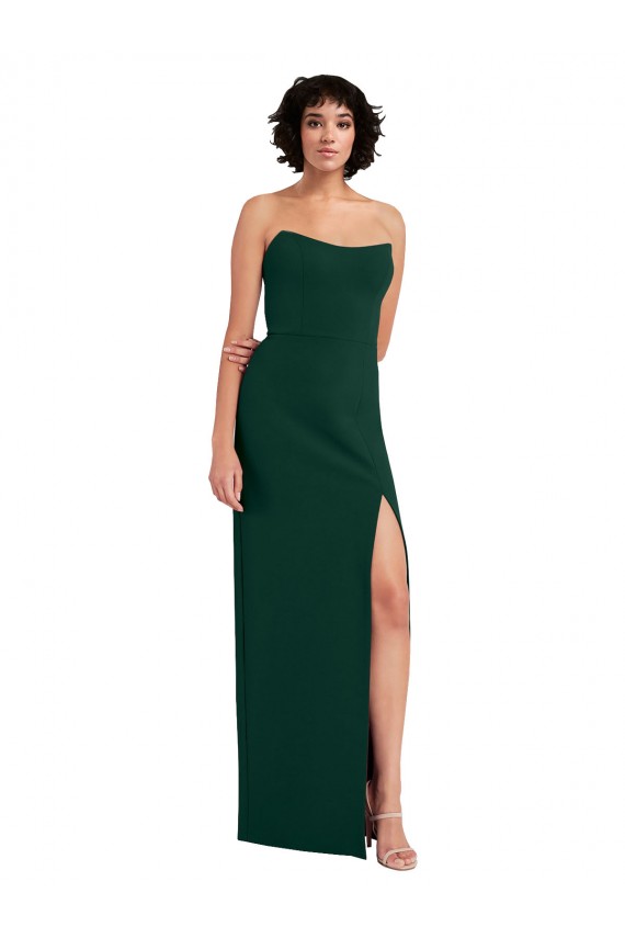 Scooped Strapless Neckline Formal Crepe Bridesmaid Dress / Prom Dress with Side Slit Geelong