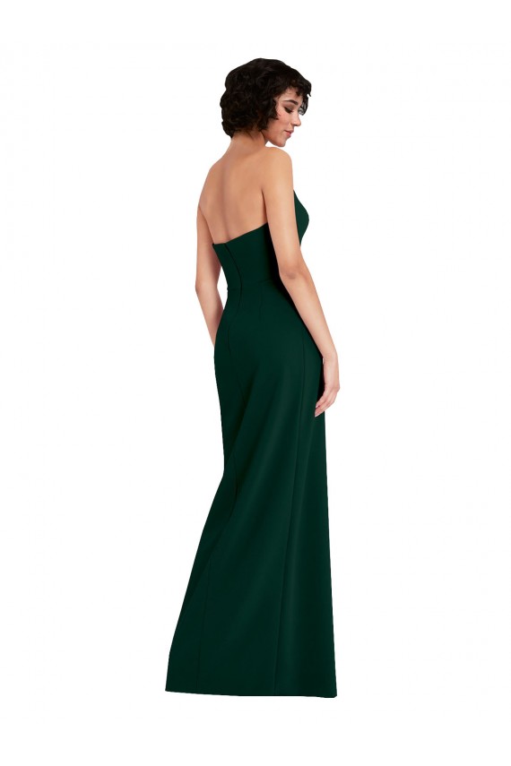 Scooped Strapless Neckline Formal Crepe Bridesmaid Dress / Prom Dress with Side Slit Geelong