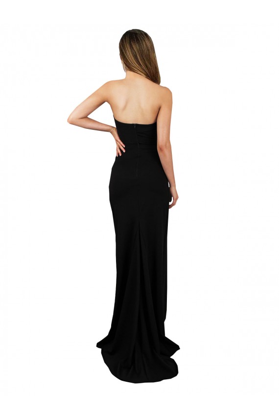Shop Corset Style Strapless Formal Crepe Bridesmaid Dress / Prom Dress with High Split Geelong