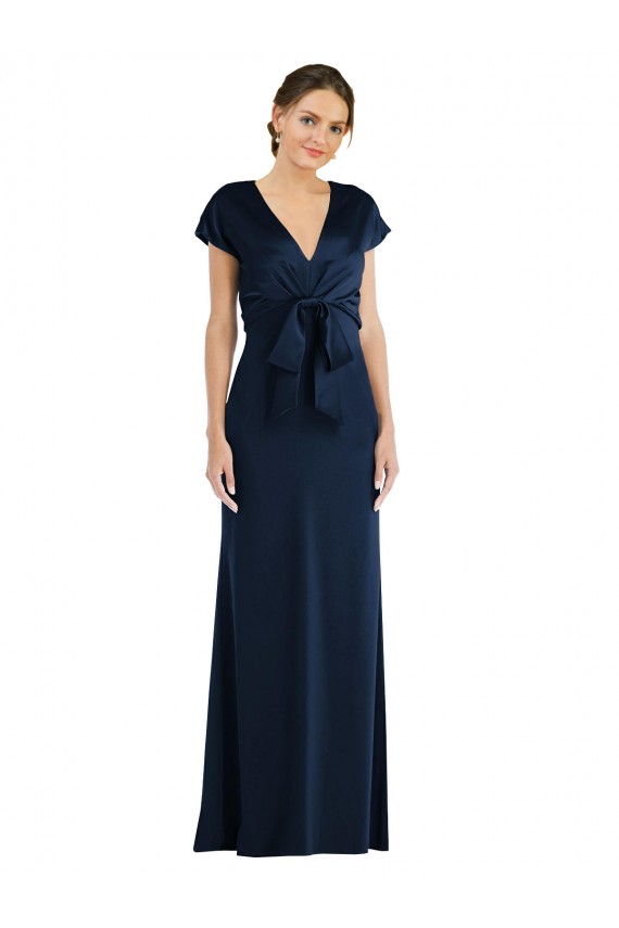 Soft Bow Blouson Bodice Trumpet Formal Crepe Bridesmaid Dress / Prom Dress Geelong