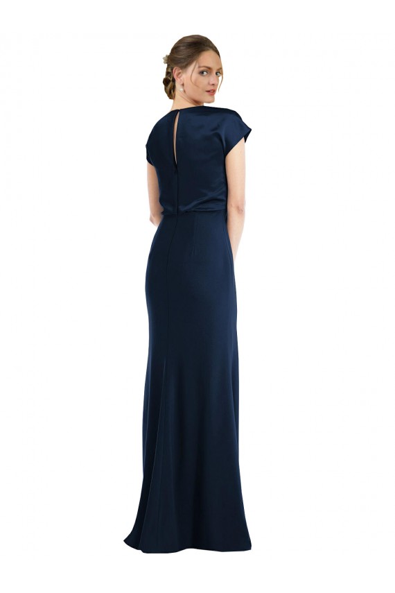 Soft Bow Blouson Bodice Trumpet Formal Crepe Bridesmaid Dress / Prom Dress Geelong