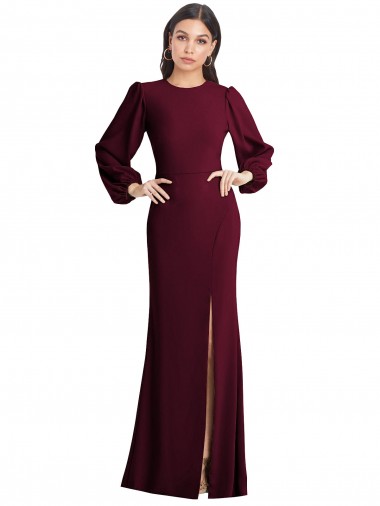 Shop Puff Sleeves Long Maxi Briddesmaid Dress with Cutout Tie Back Geelong