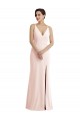 Shop Skinny Strap Deep V-Neck Trumpet Formal Crepe Bridesmaid Dress / Prom Dress with Front Slit Geelong