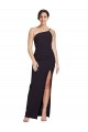 Long Floor Length Formal Crepe Bridesmaid Dress / Prom Dress with Side Split and One Strap Geelong
