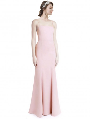 Shop Square Neck Criss Cross Open Back Slim Crepe Bridesmaid Dress / Prom Dress with Spaghetti Straps Geelong