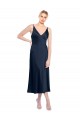 V-Neck Midi Length Short Cocktail Formal Stretch Satin Bridesmaid Dress / Prom Dress V-Back Geelong