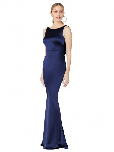 Shop Sheath High Neck Formal Stretch Satin Bridesmaid Dress / Prom Dress Low Back Geelong