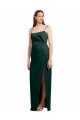Shop Sleek Straight Neckline Long Wrap Formal Stretch Satin Bridesmaid Dress / Prom Dress with Angled Pleats Geelong