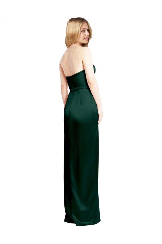 Shop Scooped Strapless Neckline Stretech Satin Bridesmaid Dress / Prom Dress with Side Slit Geelong