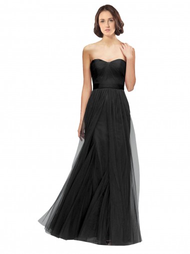 Shop Long Tulle Bridesmaid Dress with Sweetheart Neckline and Belt Geelong