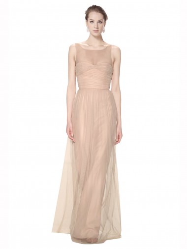 Shop Long Tulle Bridesmaid Dress with Illusion Neck Geelong