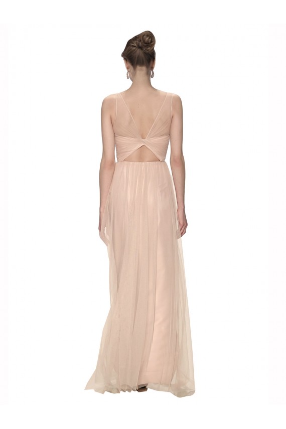 Long Tulle Bridesmaid Dress with Illusion Neck Geelong