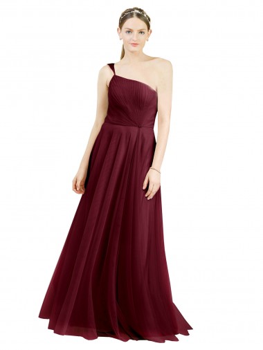 Shop One Shoulder Floor Length Long Tulle Bridesmaid Dress Geelong