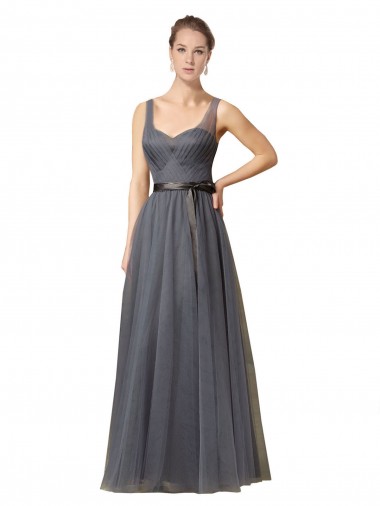 Shop Sweetheart Long Tulle Bridesmaid Dress with Sash Geelong