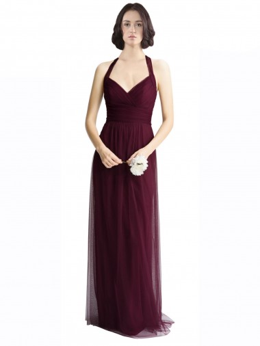 Long Tulle Bridesmaid Dress with Criss-Cross Bodice and Self Straps Geelong